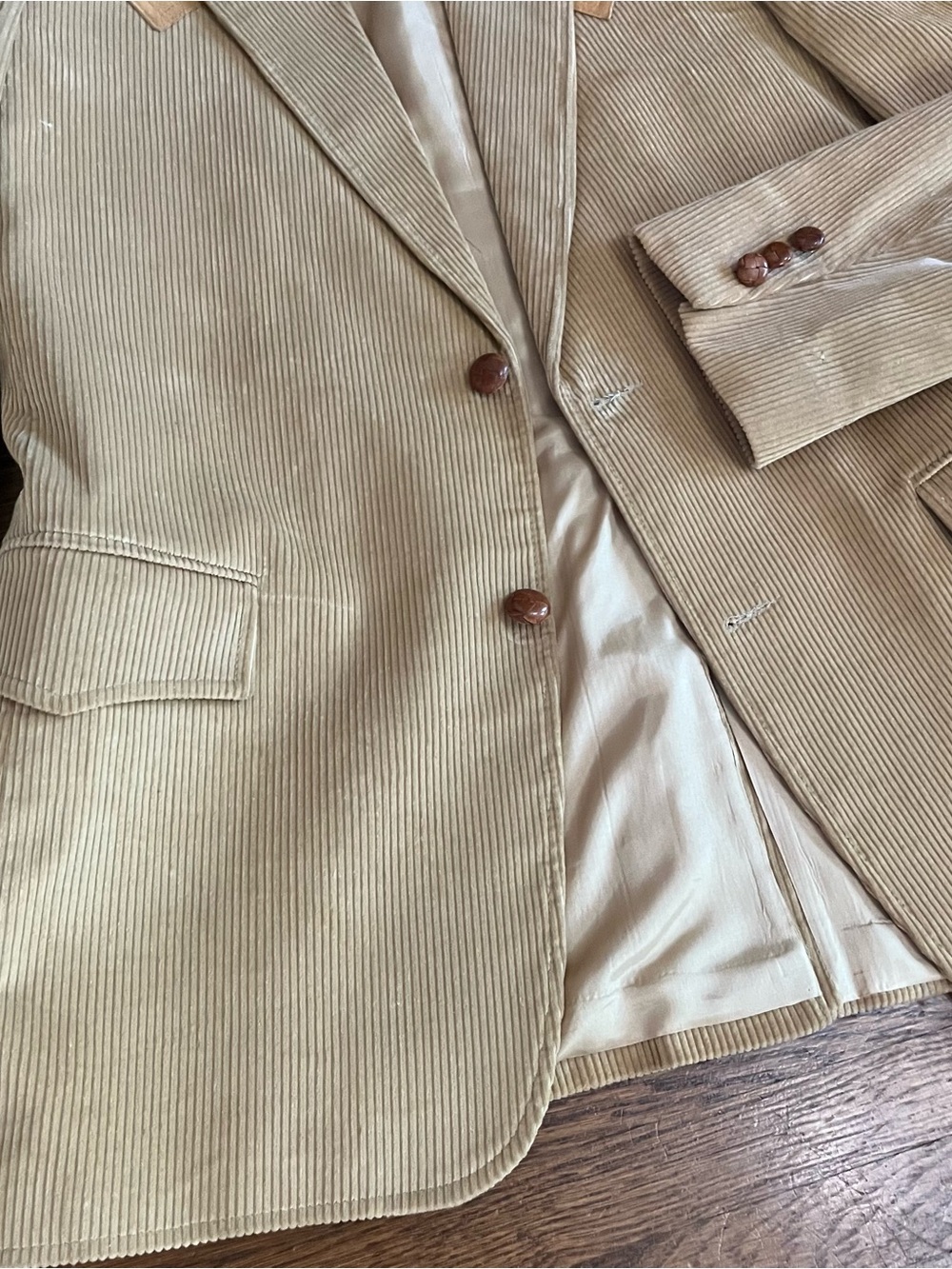 Vtg western corduroy leather blazer men’s 40 Rockabilly Yellowstone tan - Picture 2 of 13